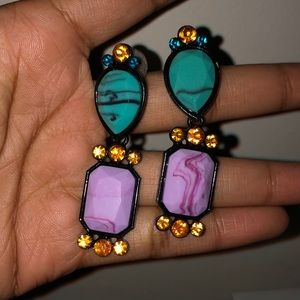TWO TONED MARBLE EARRINGS